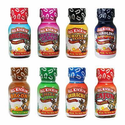 ASS KICKIN' Premium Hot Sauce Mini Bottles  | Gift Set | Travel Size | 8 Pack