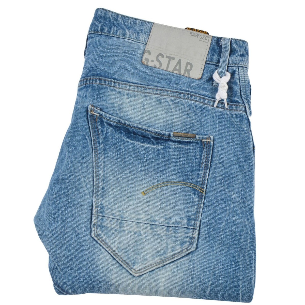 パンツ G-STAR RAW DENIM 34/32 G-Star Raw Men's Jeans Size 34x32 Blue Curved Leg Stone Wash