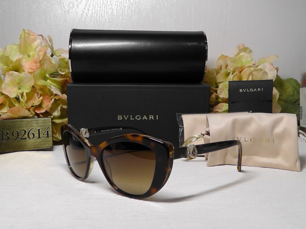 ? Bvlgari Havana Gold Chain Cat Eye Sunglasses BVLGARI BV8168B Havana/GOLD/Crystal Cat Eye Sunglasses 53 19  main image 3