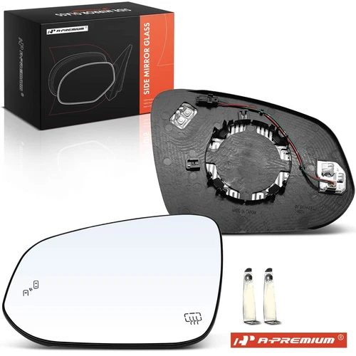 A-Premium Driver Mirror Glass w/Blind Spot Detection for Toyota Highlander 14-19