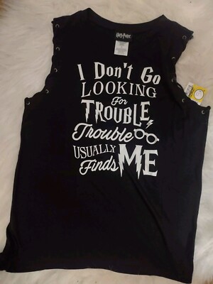 AUTHENTIC Harry Potter Tank Top Womens Trouble Usually Finds Me  Size M NWT