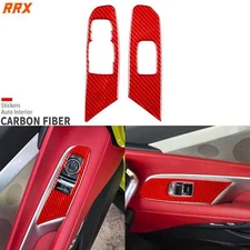 Red Carbon Fiber Window Lift Switch Panel Cover For Chevrolet Corvette C8 20-25