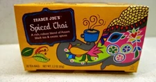 Trader Joe's SPICED CHAI 20-Tea Bags Assam Black Tea & Exotic Spices *BB 8/2027*