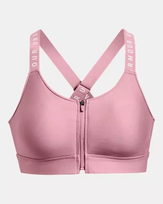 Under Armour Women's Infinity High Zip Front Closure Sports Bra Pink-XS New