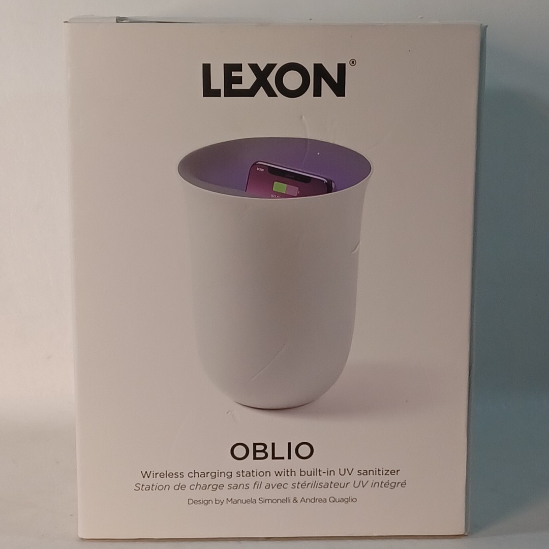 Lexon OBLIO Wireless Charging Station with UV Sanitizer White LH59