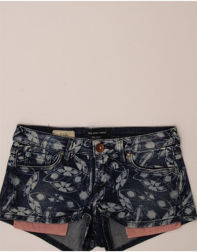 PEPE JEANS Girls Slim Fit Hot Pants 15-16 Years W28 Navy Blue Floral DC31 - Picture 3 of 3