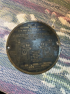 Vintage AB See Elevator Relay Plaque Bronze RARE