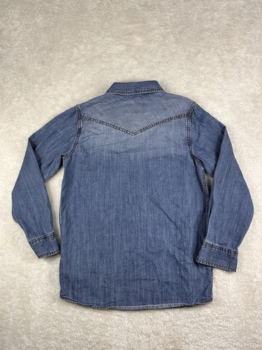 Cody James Shirt Youth Boys Sz Large Blue Denim Pearl Snap Western Cowboy Ranch - Picture 2 of 6