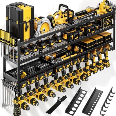 49'' W Large Power Tool Organizer Wall Mount, 4 Layer Heavy Duty Loads 800 lbs...