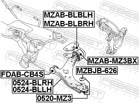 CONTROLTRAILING ARM WHEEL SUSPENSION 0524-BLLH FOR MAZDA L3-VDT/L3Y7 2.3L 4cyl 3 - Image 3 of 4