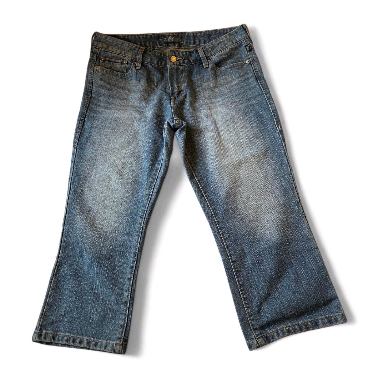 Womens Size 12 Blue Denim Cropped Mid Rise