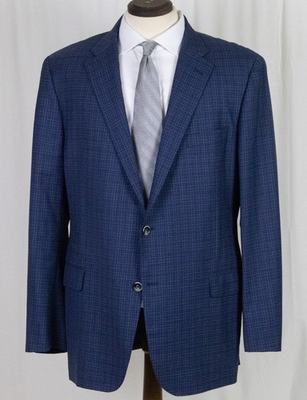 #ad Minty Hickey Freeman Travel Gold Label Mid Blue Gun Check Sport Coat Jacket 46 L $239.00