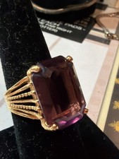 Amethyst Lucite Crystal 18K HGE ring  Size 7* signed Arthur Anderson