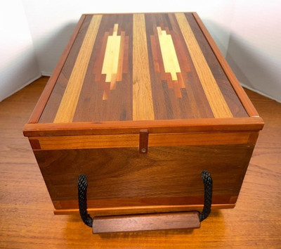 Inlaid Marquetry Box  Sliding Top and 4 Internal Boxes By Alan Poorman 18x12x8