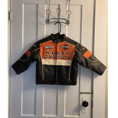 Harley-Davidson Kids Jacket Black/Orange ''Ride The Wind'' Patches Size 4