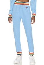 Aviator Nation Women's Rainbow Rib Jogger Sweatpant Size XS Sky Blue Pockets