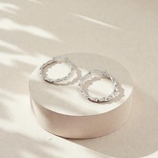 50-Pack Silver Twisted Hoop Earrings 18K White Gold Plated Stainless Steel D40mm