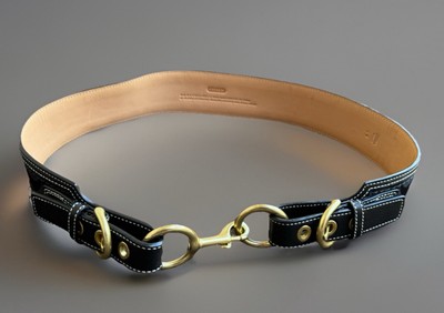 Coach Horse Equestrian Bit Black Leather Jacquard Belt Small  display picture 1