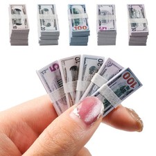500 Pcs Miniature Scene Dollars 1:12 Mini Dollar Fake Bills 5 10 20 50 100 Do...