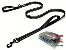 Heavy Duty Dog Leash - 2 Handles by Padded Traffic Handle for Extra 6 Ft Black