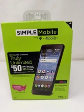 SIMPLE Mobile TCL LX, Prepaid Cell Phone, 4G LTE, 16GB, Black, Network Locked
