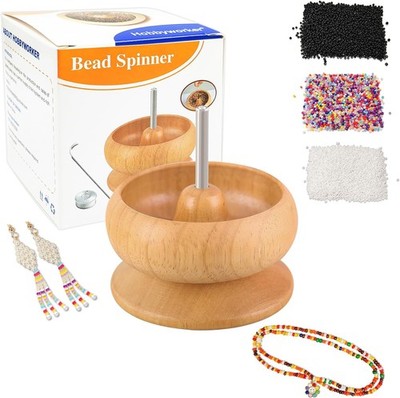 Wooden Bead Spinner Kit with 8000 Seed Beads & Needles for Jewelry Making