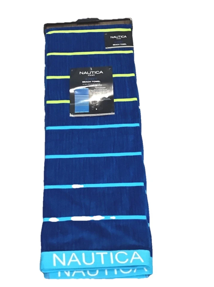 ¡NUEVO! Toalla de playa Nautica 36x72 de gran tamaño" tiras y logotipo multicolor grande 6 pies Foto 3 de 4