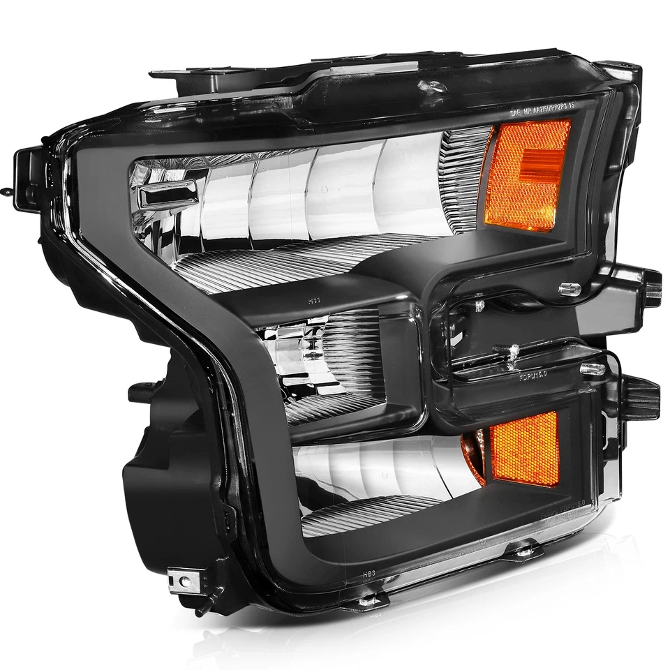 Headlights Assembly For 2015-2017 Ford F150 Black Housing Clear Lens Replacement - Image 3 of 4