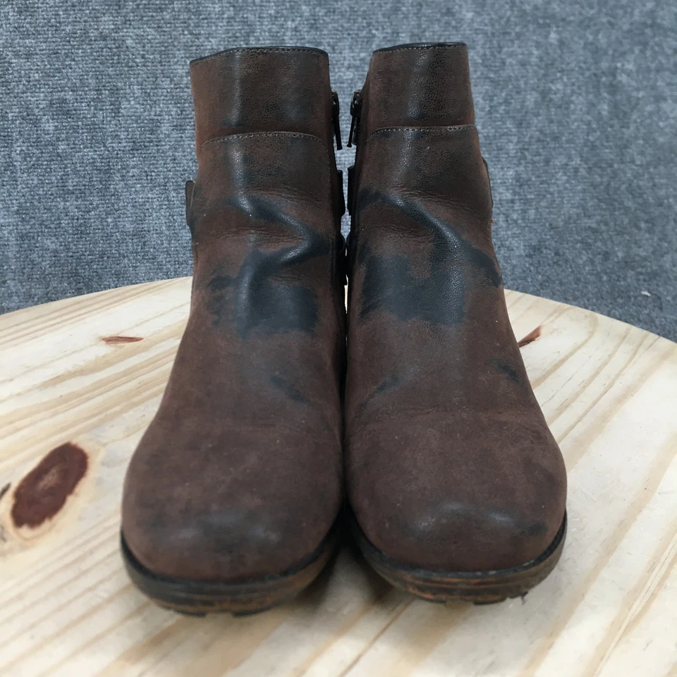 Sonoma Boots Womens 8.5 W Tamara Side Zip Moto Ankle Bootie Brown Faux Leather - Image 4 of 4