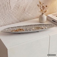 Dekoschale Silber Metall Schale 65,5Cm Obstschale Wohnaccessoire Handmade