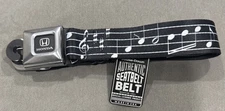 HONDA Music Notes Black Seatbelt Adjustable BELT Buckle Belt Licensed (24”-38”)