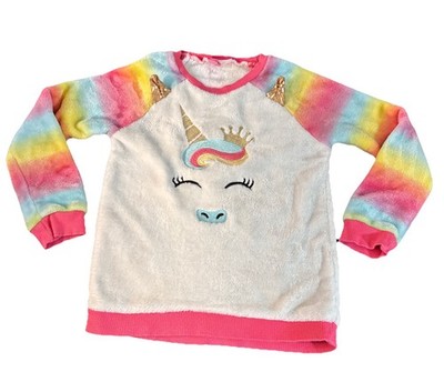 Penelope Mack Rainbow Unicorn Plush Sweatshirt Girls Size 6