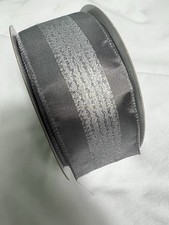 10 Yards 2.5 Inch Wired Ribbon Winter Metallic Sparkly Silver Christmas Ribbon