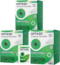 3x Optase Tto (Tea Tree Oil) Eye Lid Wipes Preservative Free sensitive Blepha