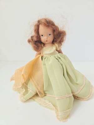 Vintage Nancy Ann Storybook Doll Wednesdays Child green dress