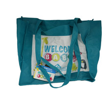 Canvas Tote Bag Multicolor Welcome Print Large Shoulder Shopping Reusable Bag