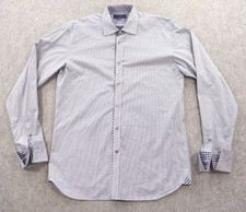 Ted Baker London Shirt Mens 16 Blue Button Long Sleeve Checks Flip French Cuff