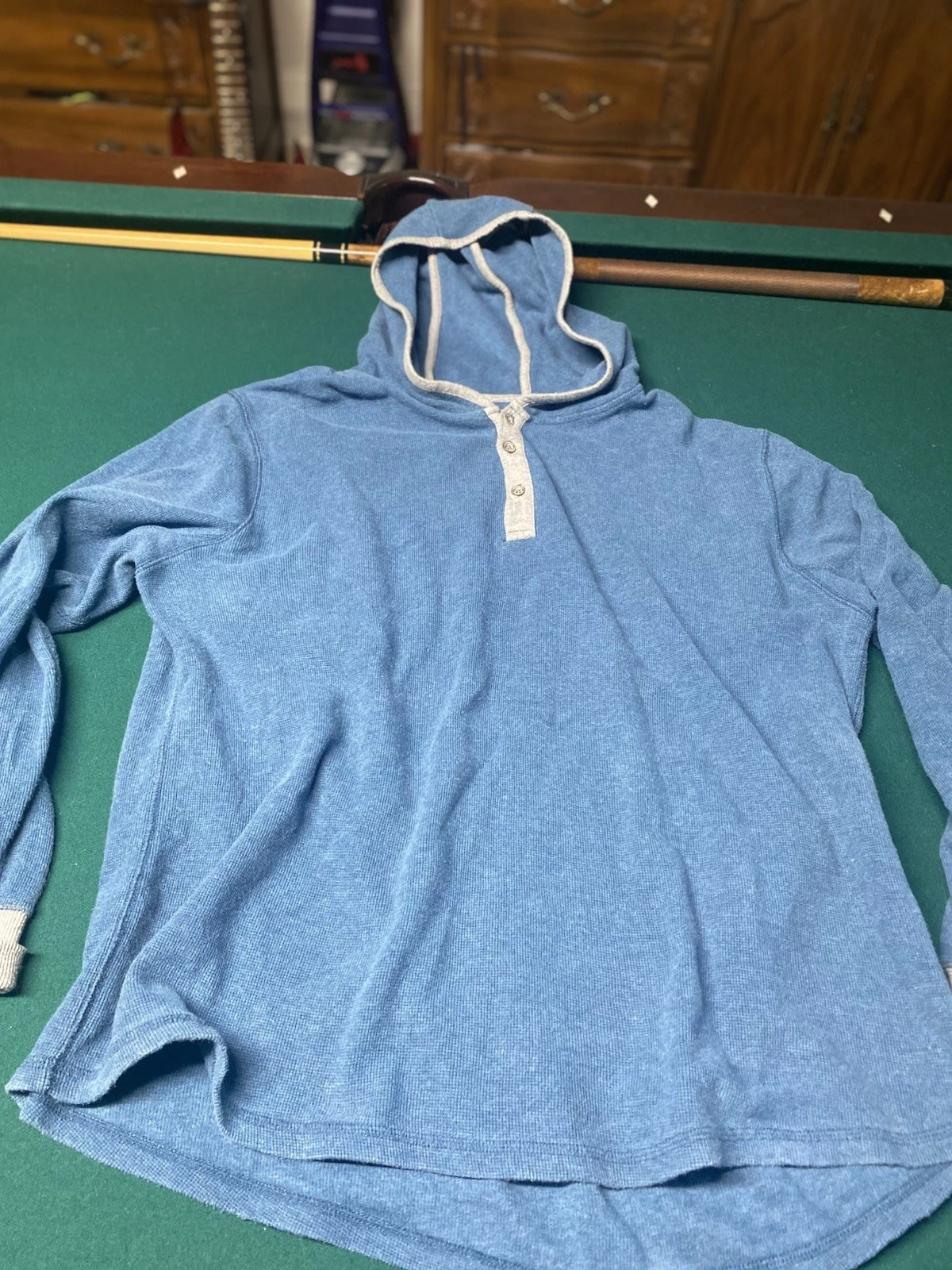 Carbon 2 Cobalt Pullover Thermal Henley Hoodie Sweatshirt Men's Large Blue Gray