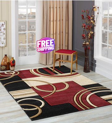 Carpetas Alfombras Para Sala De Casa Habitacion Moderna Rojo Beige 4  x 6 