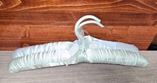 Satin Boudoir Vtg Padded Hangers Lot Of 2 Light Blue  Light Green with bow
