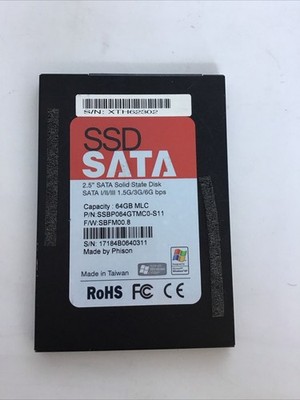 X2 Phison 64GB MLC 2.5  SATA SSD I/II/III 6G bps SSB064GPTC0-S91 (lot of 2)