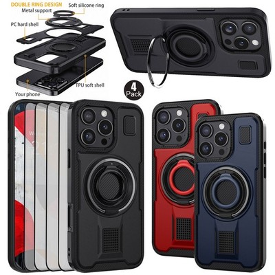 For iPhone 12 12 Pro 12 Pro Max Rubber Kickstand Case Cover / Screen Protector