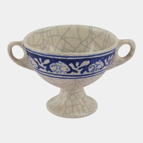 Dedham Pottery 1896-1928 Blue Rabbit Ceramic Handled Pedestal Sugar Bowl