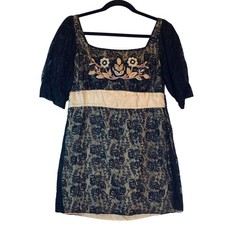 Hale Bob size S/M Lace Mini Dress Black Embroidered Lined Boho Chic Style NWT