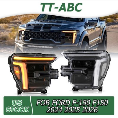 LED Projector Headlights For Ford F150 2024-2026 White DRL Head Lamps Assembly