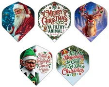 DartsClearance Christmas Dart Flights - Strong Unique Xmas Flights - 5 set Pack