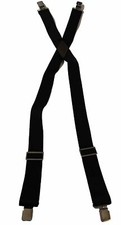 Men's 2  Black Suspenders X Style, Heavy Duty, 1  Industrial Clips, Contractors
