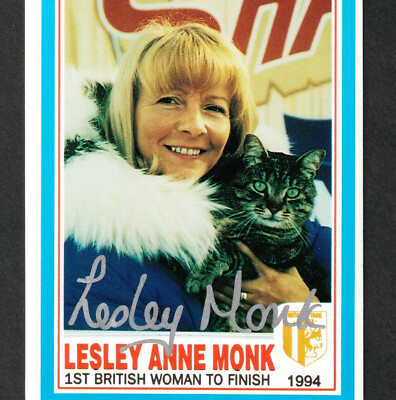Cat Lady Musher Iditarod 1994 Lesley Anne Monk - Brit Race SIGNED Autograph Card