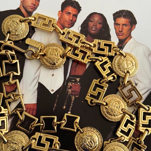 GIANNI VERSACE gold tone chain belt Greek key & Medusa from 1992/93 size XXL - Picture 12 of 14