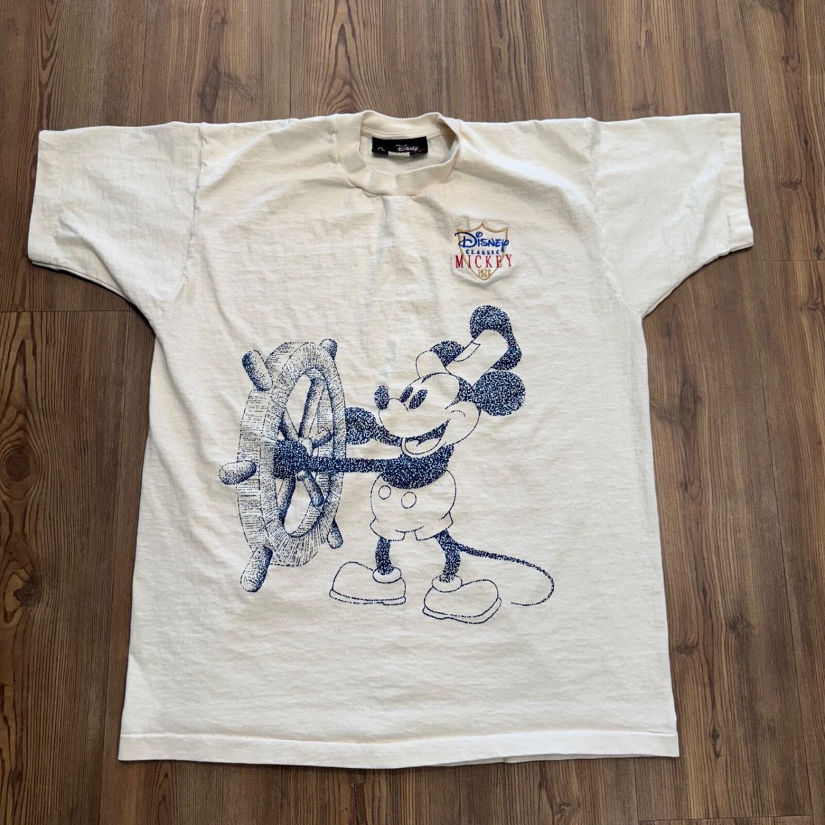 トップス 90s disney mickey T-shirt L Special Vintage Mickey Mouse shirt All Over Print Pin striped 90s